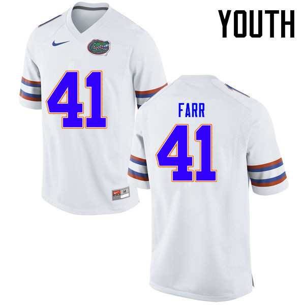 Youth Florida Gators #41 Ryan Farr College Football Jerseys Sale-White - Click Image to Close